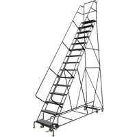 All Directional Rolling Ladder, 15 Steps, 24" Step Width, 150" Platform Height, Steel Planification Entrepots Molloy