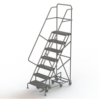 All Directional Rolling Ladder, 7 Steps, 24" Step Width, 70" Platform Height, Steel Planification Entrepots Molloy
