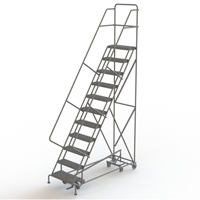All Directional Rolling Ladder, 11 Steps, 24" Step Width, 110" Platform Height, Steel Planification Entrepots Molloy