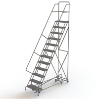 All Directional Rolling Ladder, 12 Steps, 24" Step Width, 120" Platform Height, Steel Planification Entrepots Molloy