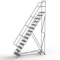 All Directional Rolling Ladder, 14 Steps, 24" Step Width, 140" Platform Height, Steel Planification Entrepots Molloy