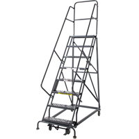Heavy Duty Rolling Ladder, 8 Steps, 24" Step Width, 80" Platform Height, Steel Planification Entrepots Molloy