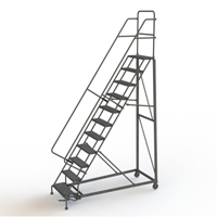 Heavy Duty Rolling Ladder, 11 Steps, 24" Step Width, 110" Platform Height, Steel Planification Entrepots Molloy