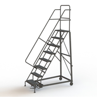 Heavy Duty Rolling Ladder, 8 Steps, 24" Step Width, 80" Platform Height, Steel Planification Entrepots Molloy