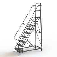 Heavy Duty Rolling Ladder, 9 Steps, 24" Step Width, 90" Platform Height, Steel Planification Entrepots Molloy