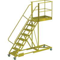 Cantilever Rolling Ladder, Supported, 8 Steps, 40" Platform Depth, 80" Platform Height Planification Entrepots Molloy