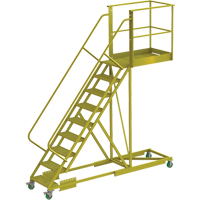 Cantilever Rolling Ladder, Supported, 9 Steps, 40" Platform Depth, 90" Platform Height Planification Entrepots Molloy