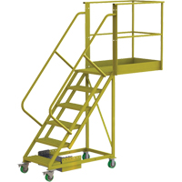 Cantilever Rolling Ladder, Unsupported, 6 Steps, 40" Platform Depth, 60" Platform Height Planification Entrepots Molloy