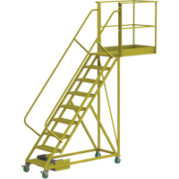 Cantilever Rolling Ladder, Unsupported, 9 Steps, 40" Platform Depth, 90" Platform Height Planification Entrepots Molloy