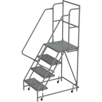 Deep Top Step Rolling Ladder, 4 Steps, 16" Step Width, 40" Platform Height, Steel Planification Entrepots Molloy