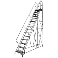 Deep Top Step Rolling Ladder, 15 Steps, 24" Step Width, 150" Platform Height, Steel Planification Entrepots Molloy