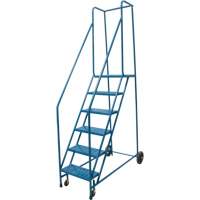 Rolling Step Ladder, 6 Steps, 18" Step Width, 55" Platform Height, Steel VD443 | Planification Entrepots Molloy