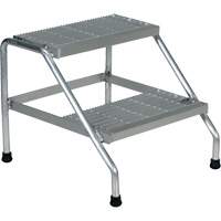 Aluminum Step Stand, 2 Step(s), 22-13/16" W x 24-9/16" L x 20" H, 500 lbs. Capacity VD457 | Planification Entrepots Molloy
