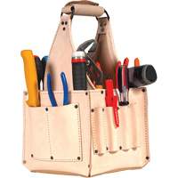 Porte-outils pour &eacute;lectricien et travaux d'entretien, Cuir, 17 pochettes, Beige Planification Entrepots Molloy