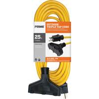 Vinyl Extension Cord, Outdoor, SJTW, 12/3 AWG, 15 A, 3 Outlet(s), 25' Planification Entrepots Molloy