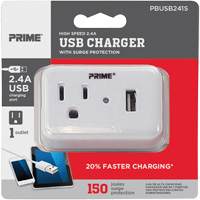 Prime&reg; USB Charger with Surge Protector Planification Entrepots Molloy