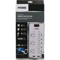 Limiteurs de surtension avec chargeur USB, 8 Prises, 2400 J, 1875 W, Cordon 6' Planification Entrepots Molloy