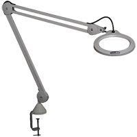 Lampe grossissante, Dioptrie 5, Ampoule DEL, Bras de 45", Pinces serre-joints, Gris Planification Entrepots Molloy