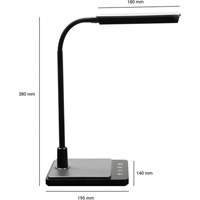 Lampe de bureau à col de cygne avec chargeur USB, 8 W, DEL, Col 15", Noir XI752 | Planification Entrepots Molloy