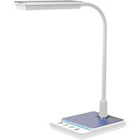 Lampe de bureau à col de cygne avec chargeur USB, 8 W, DEL, Col 15", Blanc XI753 | Planification Entrepots Molloy