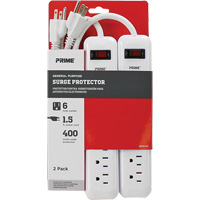 Surge Protector 2-Pack, 6 Outlets, 400 J, 1875 W, 1.5' Cord XJ247 | Planification Entrepots Molloy