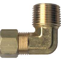 90° Pipe Elbow Fitting, Tube x Male Pipe, Brass, 1/4" x 1/2" NIW399 | Planification Entrepots Molloy